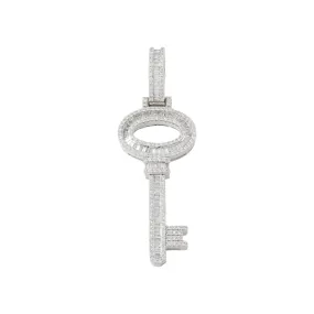 10K GOLD BAGUETTE DIAMOND KEY PENDANT 1.41 CT