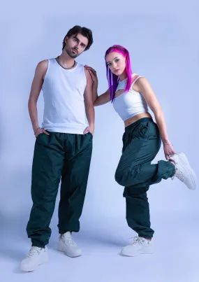 118T Unisex Cuffed Nylon Sweatpants - Hunter Green