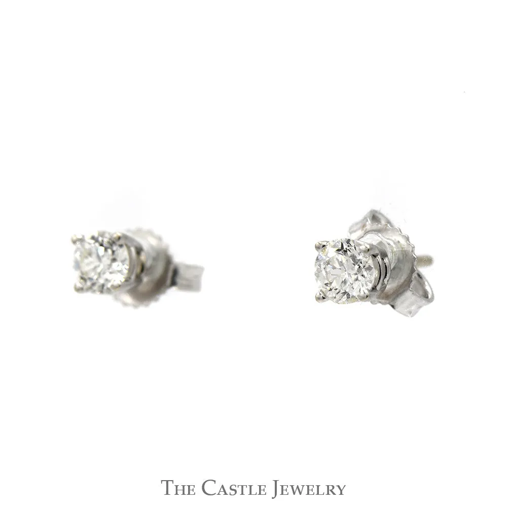 1/2cttw Round Brilliant Cut Diamond Stud Earrings in 14k White Gold