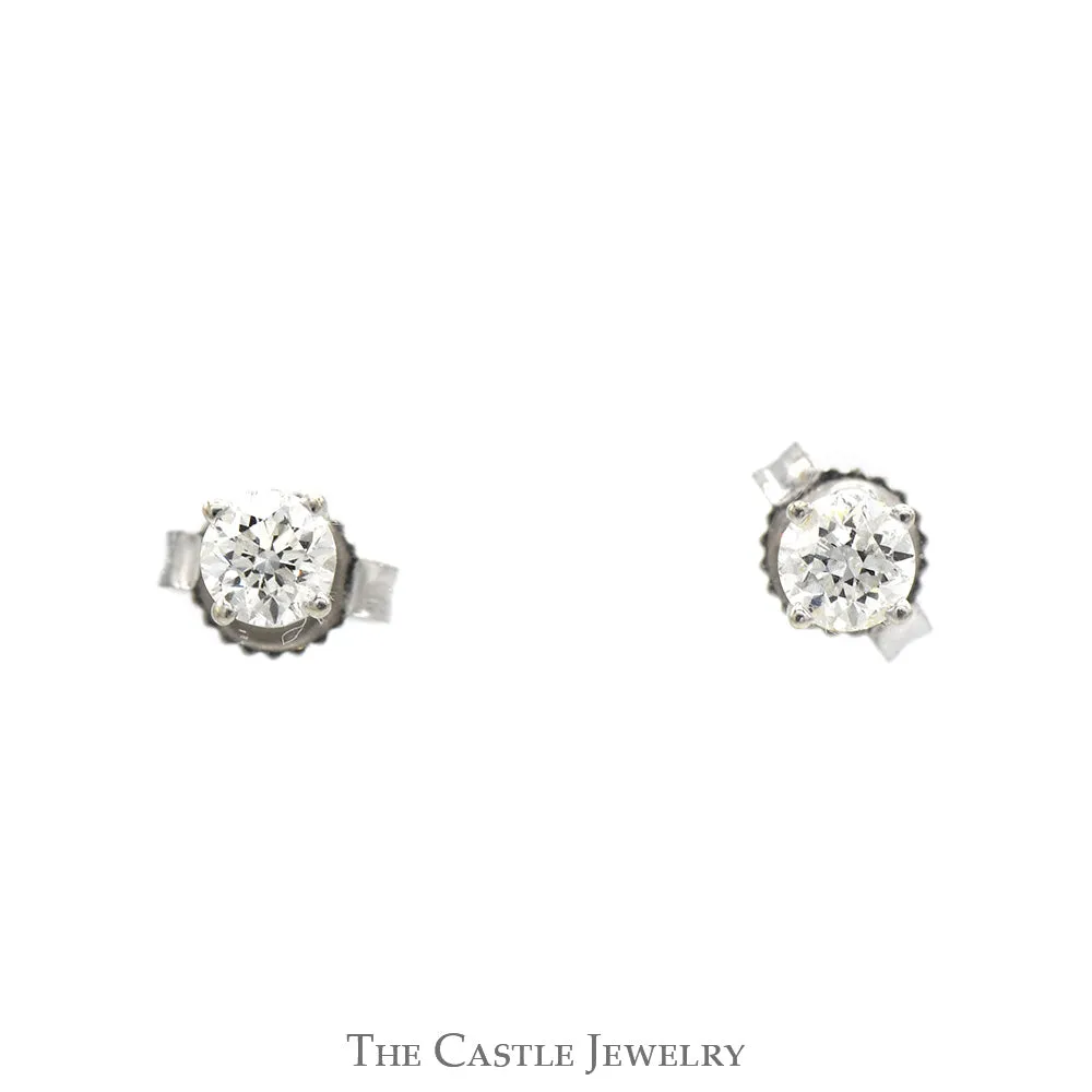 1/2cttw Round Brilliant Cut Diamond Stud Earrings in 14k White Gold