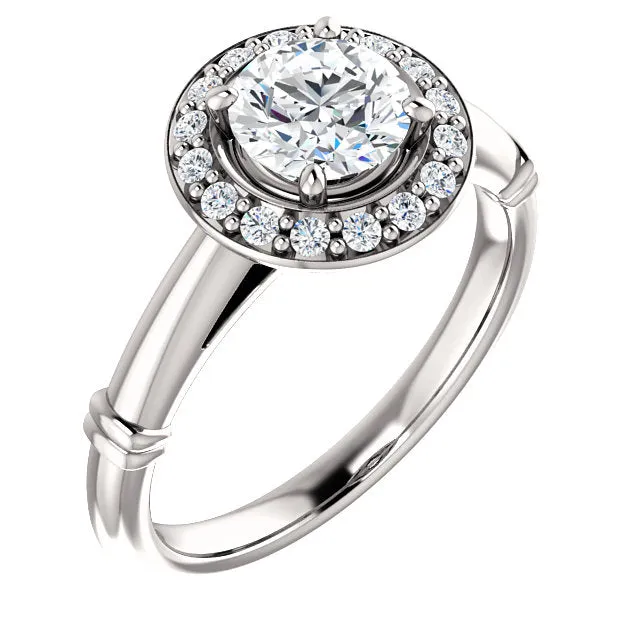 14K White Round Engagement Ring 122177:240:P