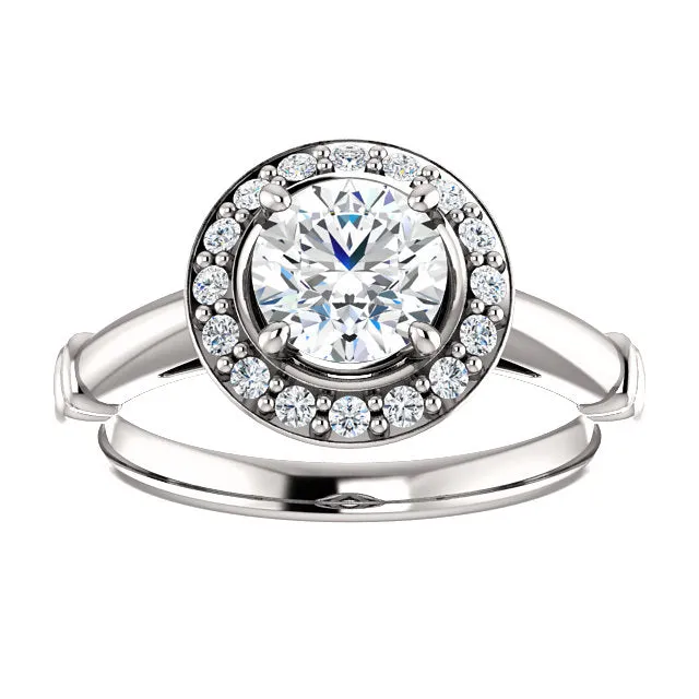 14K White Round Engagement Ring 122177:240:P