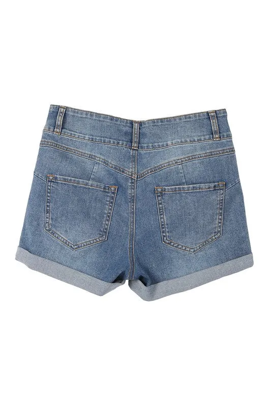 2 Button Denim Shorts