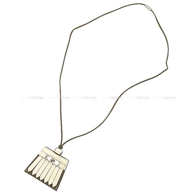 2023 AW NEW HERMES necklace Monpetitkelly GM Fringe Pendant Etoupe/Craie Veau Swift Silver HW[BRAND NEW][Authentic]