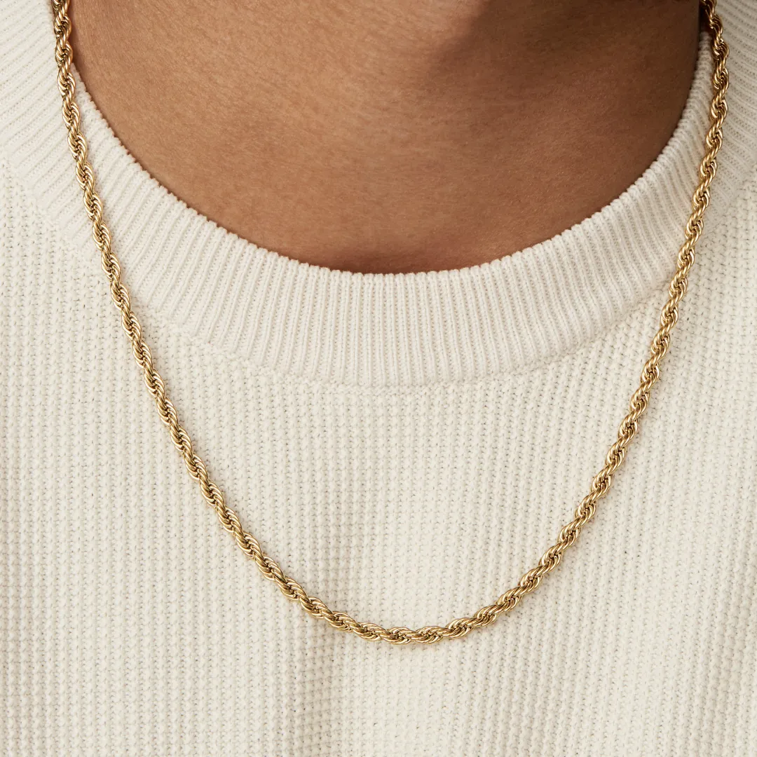 3mm Rope Necklace - Gold