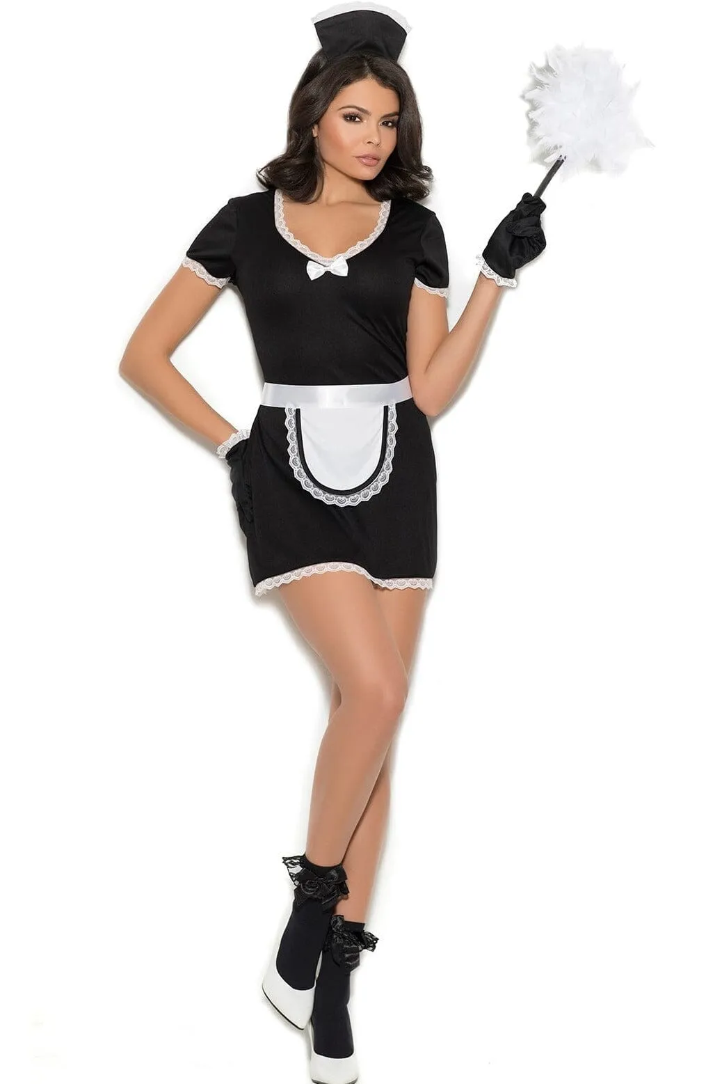 4 Piece Flirty Maid Costume W/Accessories