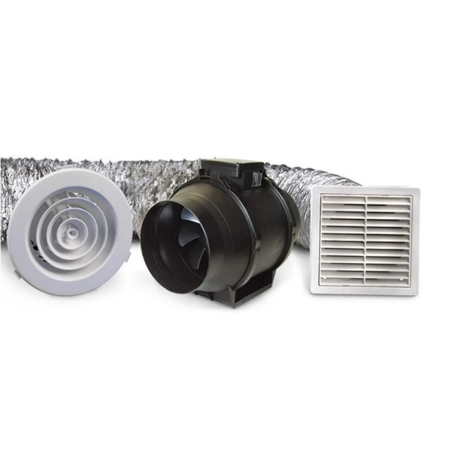 443/576m³/h Fantech Trade Provent in-Line Duct Mount Fan Kit (RIL-150SW 6M Duct internal/External Grille)