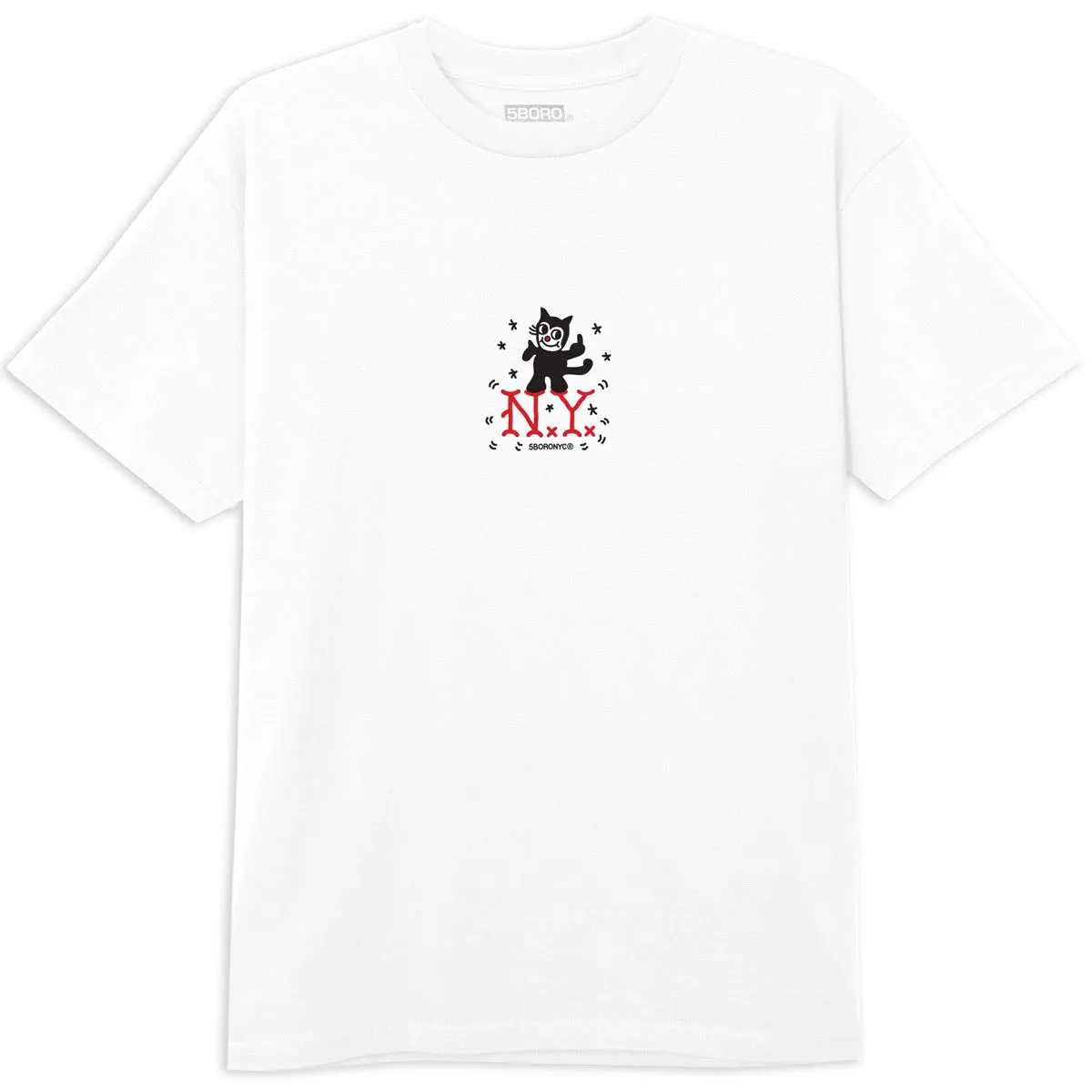 5Boro NY Cat T-Shirt - White/Black/Red