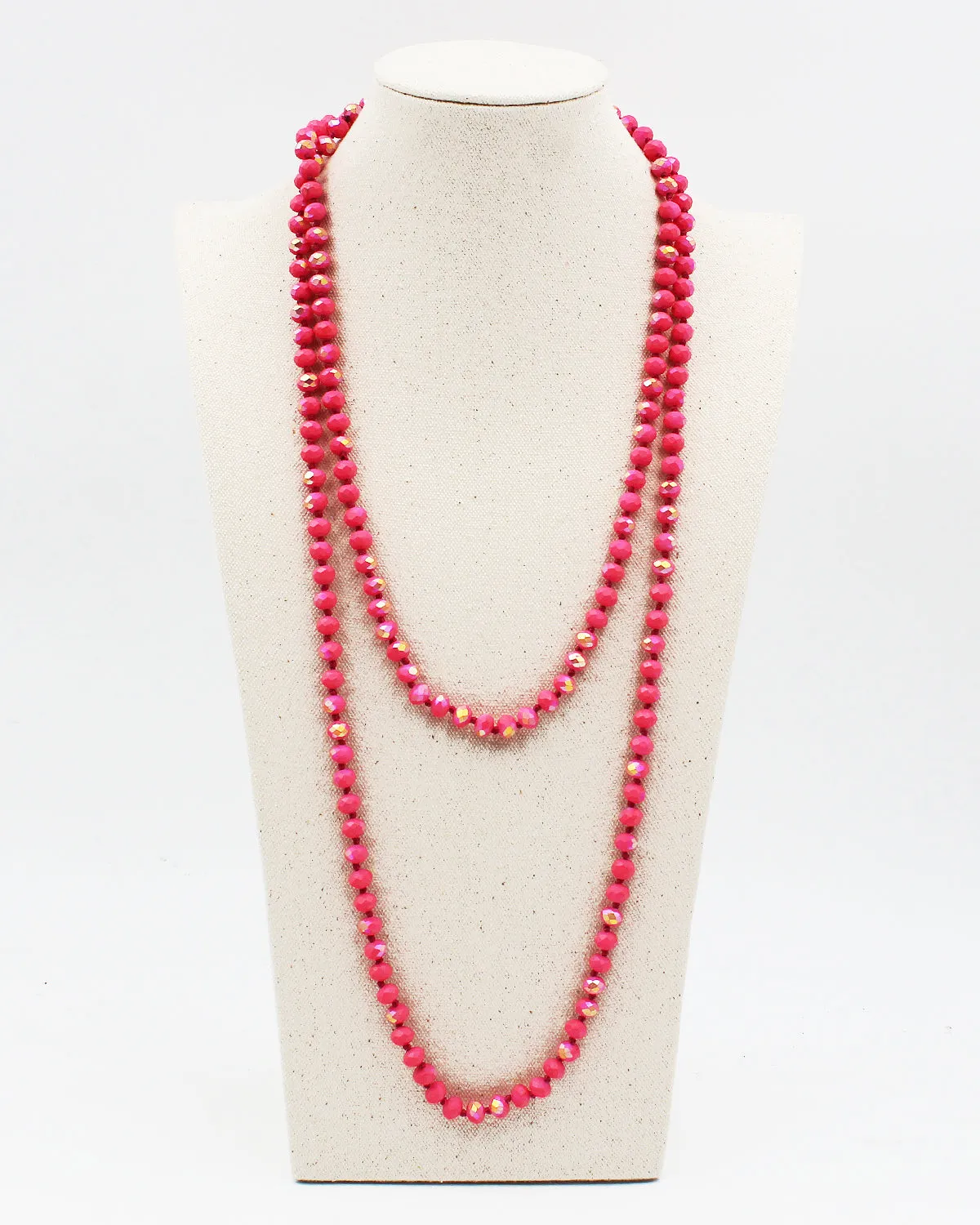 60" Knotted Faceted Crystal Beads