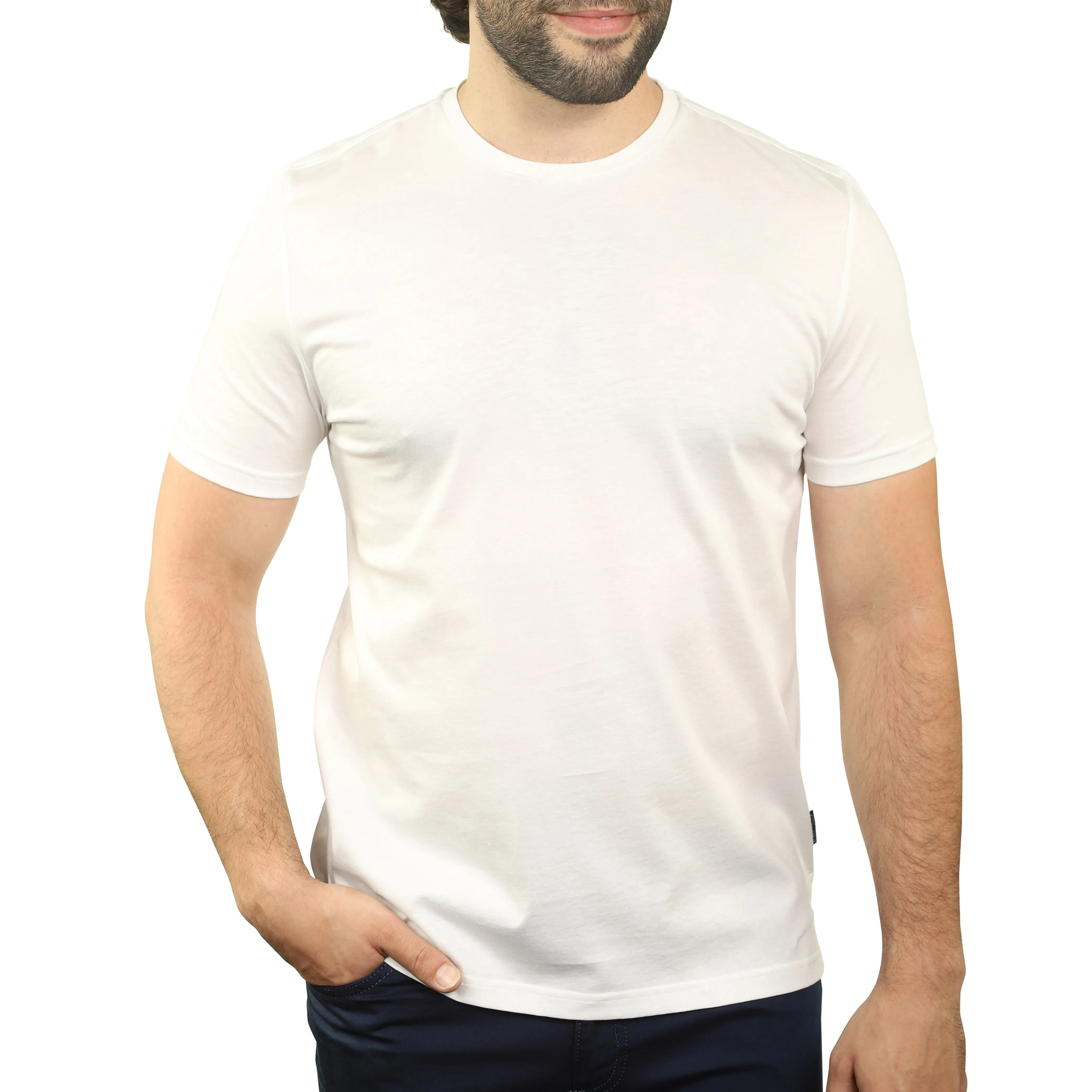 7 Downie St. - White Mercerized Cotton Crewneck T-Shirt