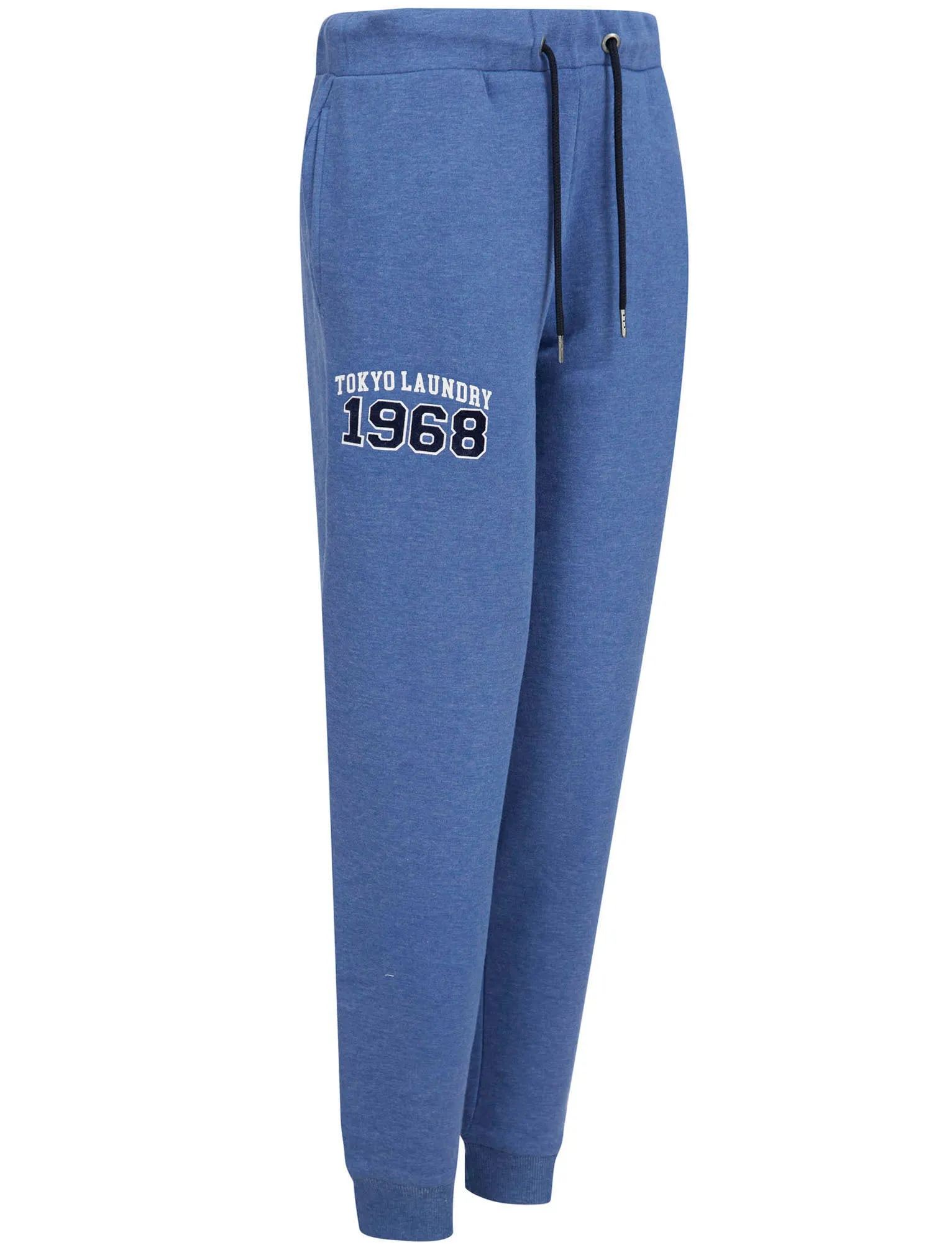 Adalee Brushback Fleece Cuffed Joggers in Cornflower Blue Marl - Tokyo Laundry