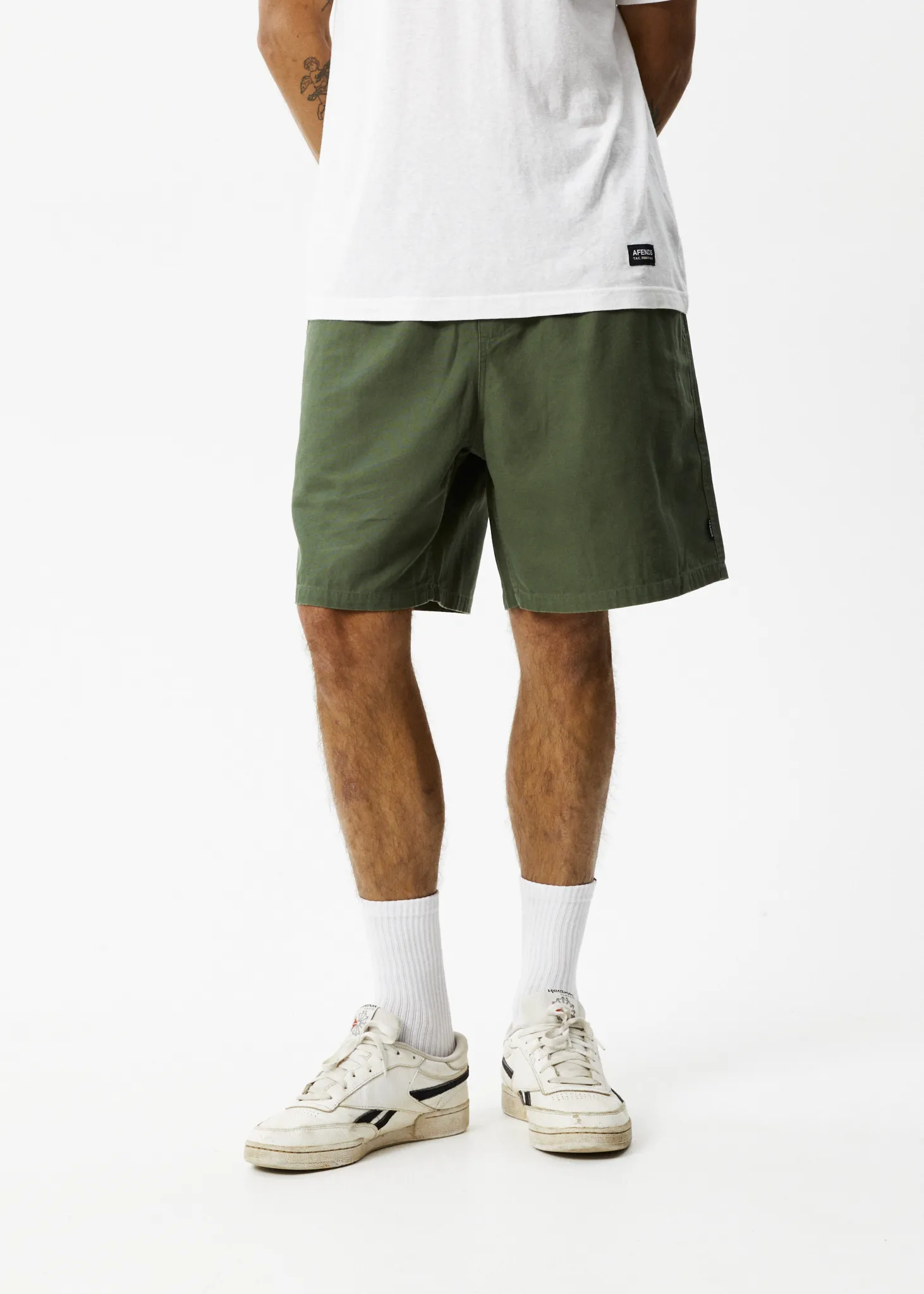 AFENDS Mens Ninety Eights - Baggy Elastic Waist Shorts - Cypress