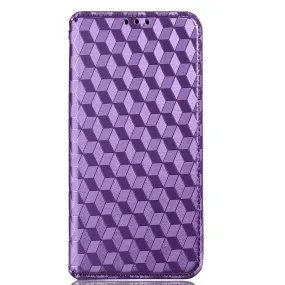 Alcatel 1S (2021) / 3L (2021) Læder Flip Cover m. Pung - Rhombus - Lilla