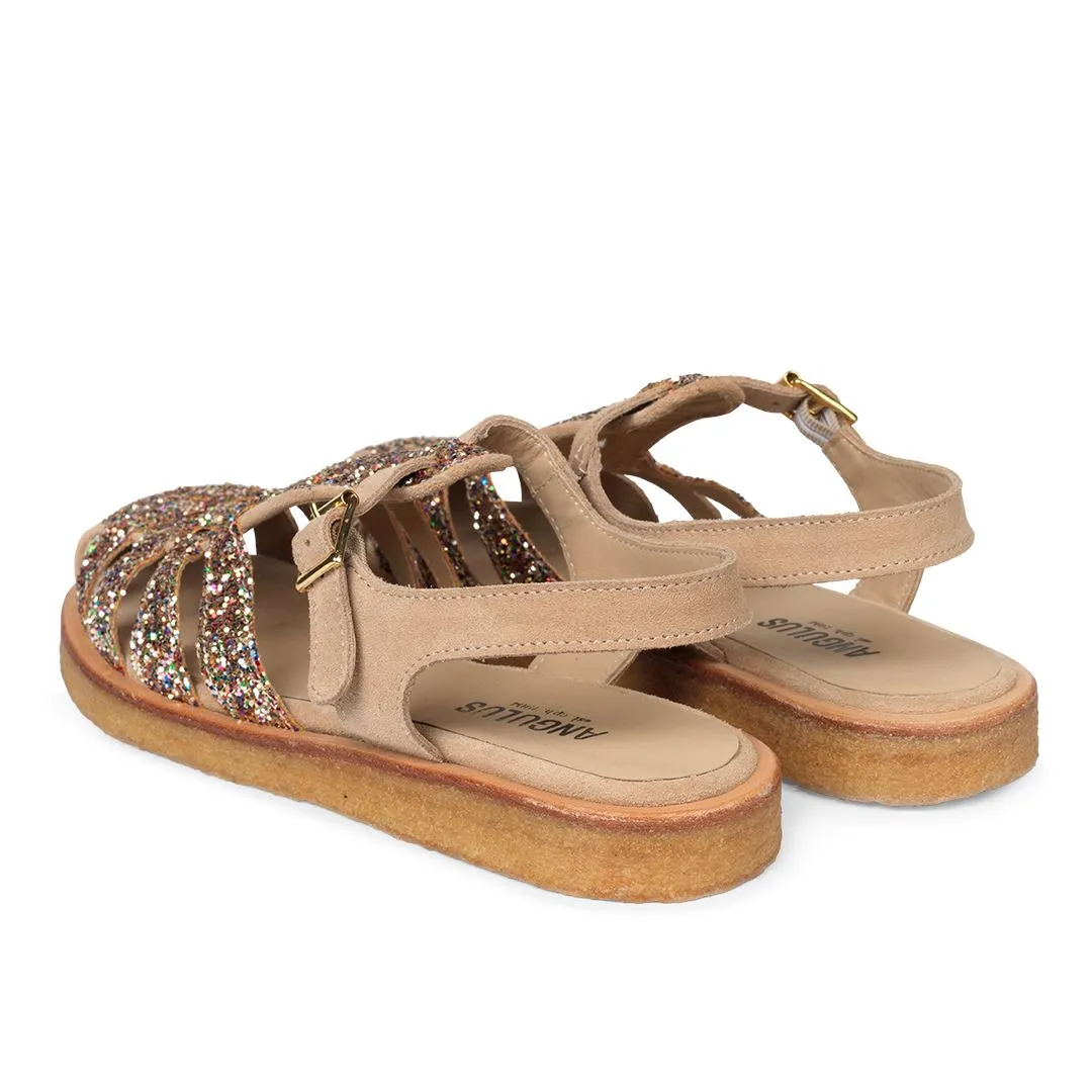 Angulus - Klassisk Fisherman’s sandal med funklende glitter - 2488/1149 Multi Glitter/Sand