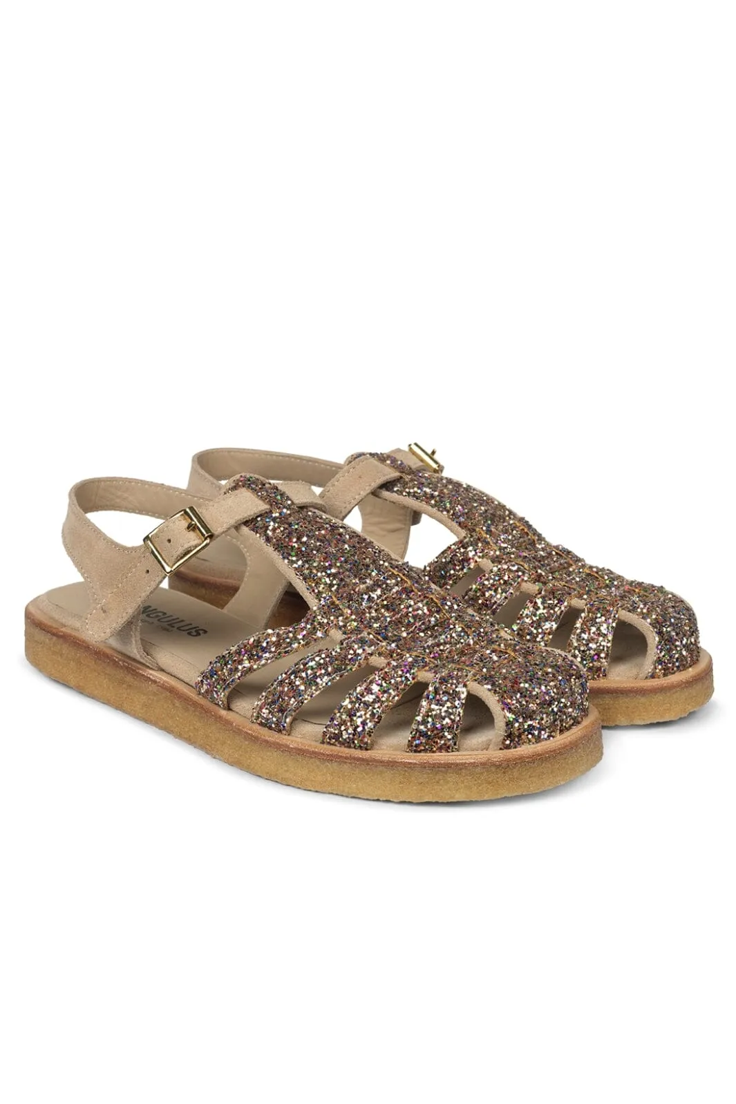 Angulus - Klassisk Fisherman’s sandal med funklende glitter - 2488/1149 Multi Glitter/Sand