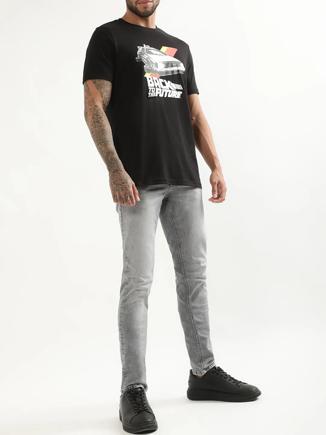 Antony Morato Black Printed Regular Fit T-Shirt