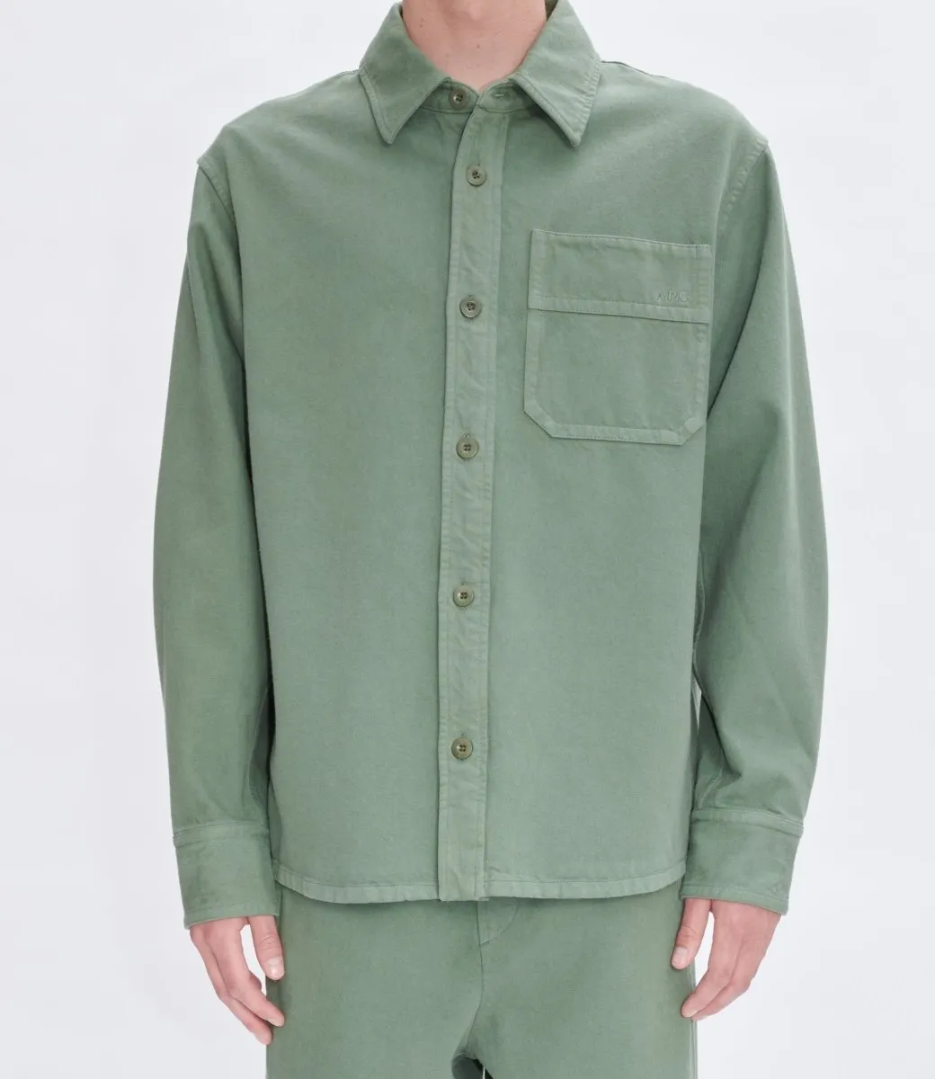 APC BASILE BRODEE POITRINE overshirt FOREST GREEN