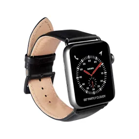 Apple Watch (42/44/SE/45/49mm) GEAR Buffalo Ægte Læder Rem - Sort