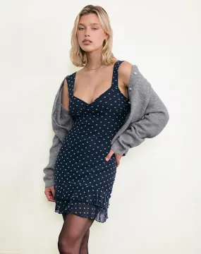 Astika Mini Dress in Heart Flock Navy Yellow