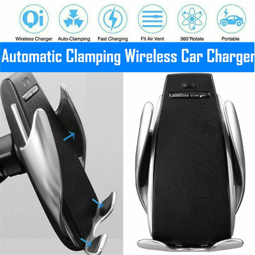 Automatic Sensor Clamping Wireless Car Charger Mount Holder Universal 4"-6.5"