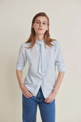 Aya Tieband Shirt - Birch / Alaskan blue