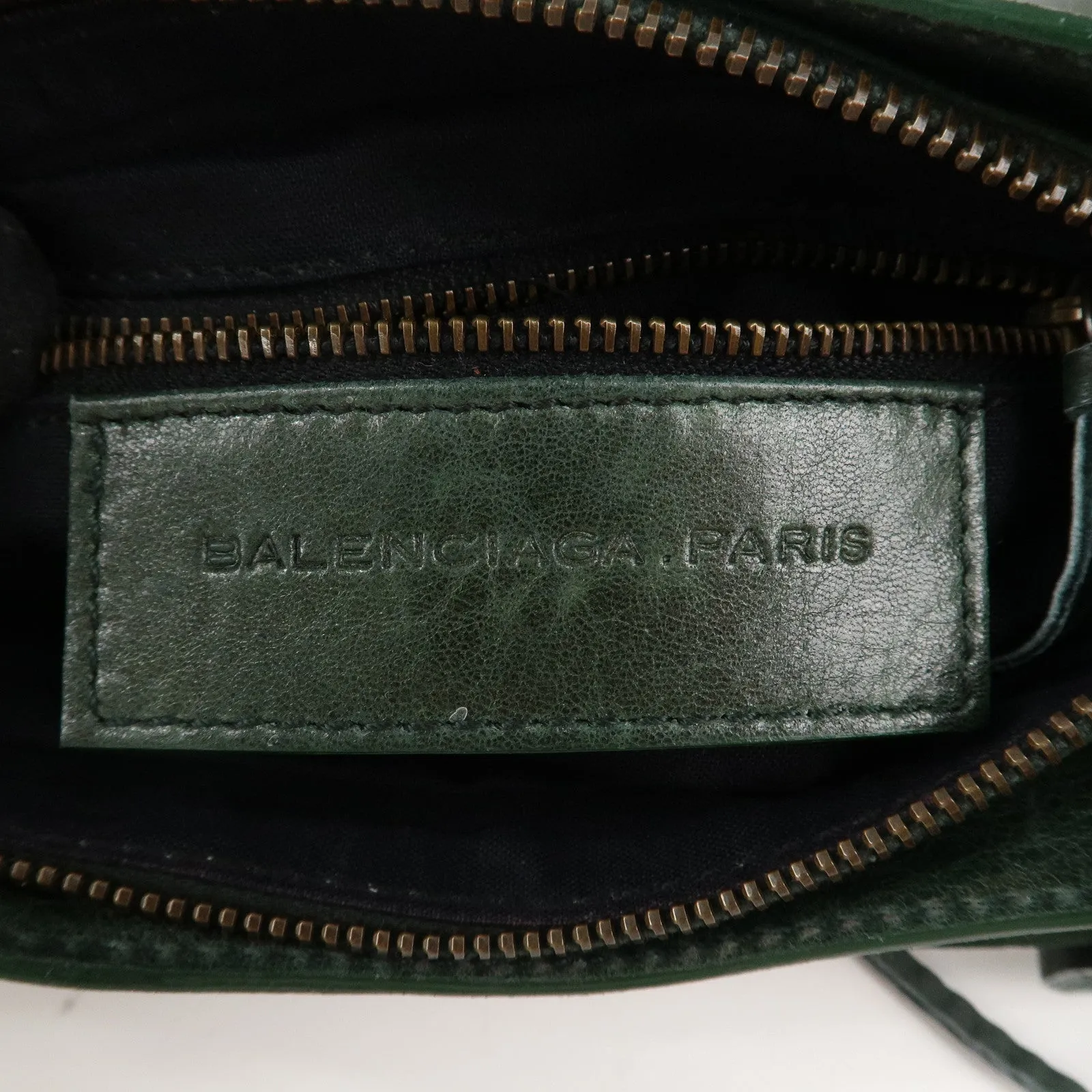 BALENCIAGA The Shoulder Leather 2 Way Hand Bag Green 138226