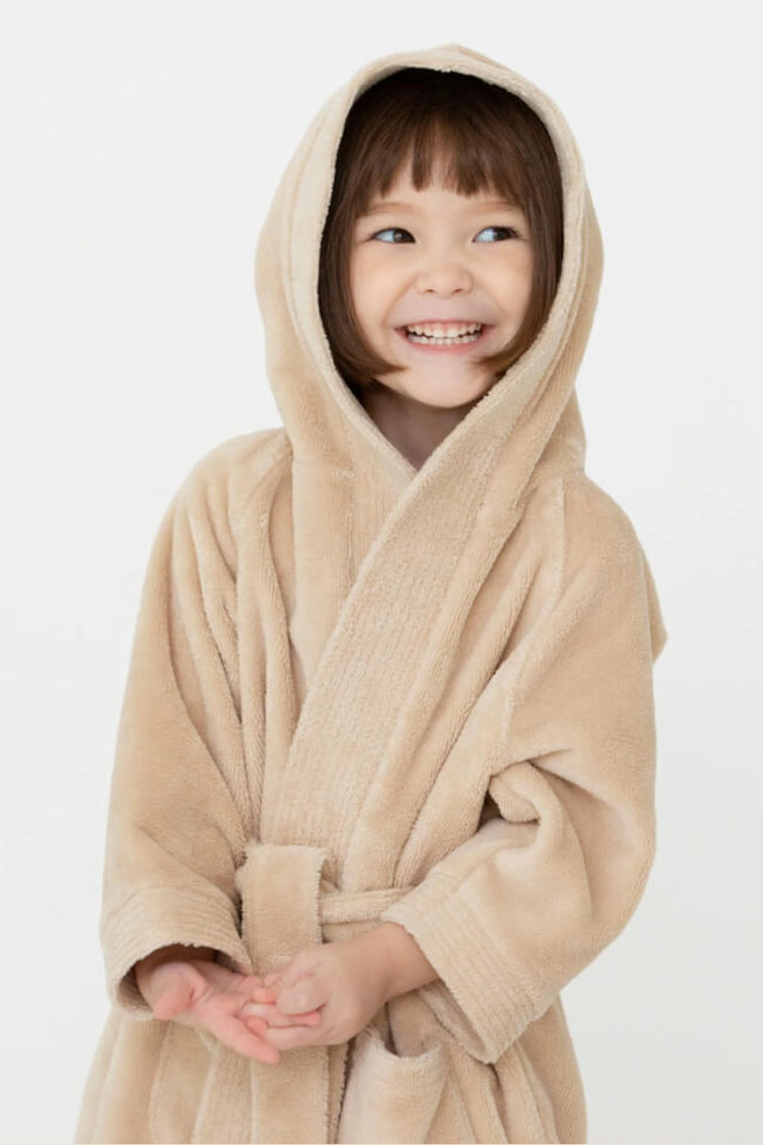 Bamboo Cotton Hooded Bathrobe [Beige] (3-7Y)