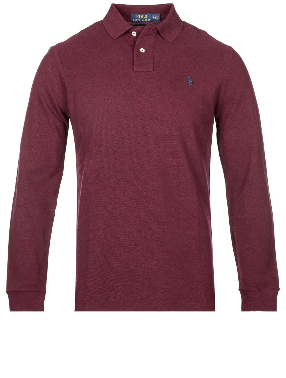 Basic Mesh Long Sleeve Polo Dark Red