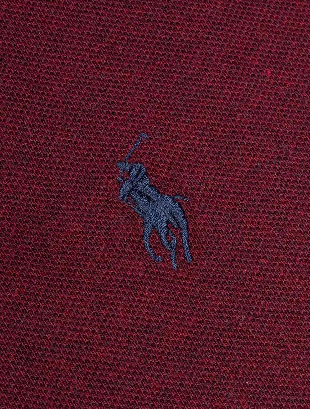 Basic Mesh Long Sleeve Polo Dark Red