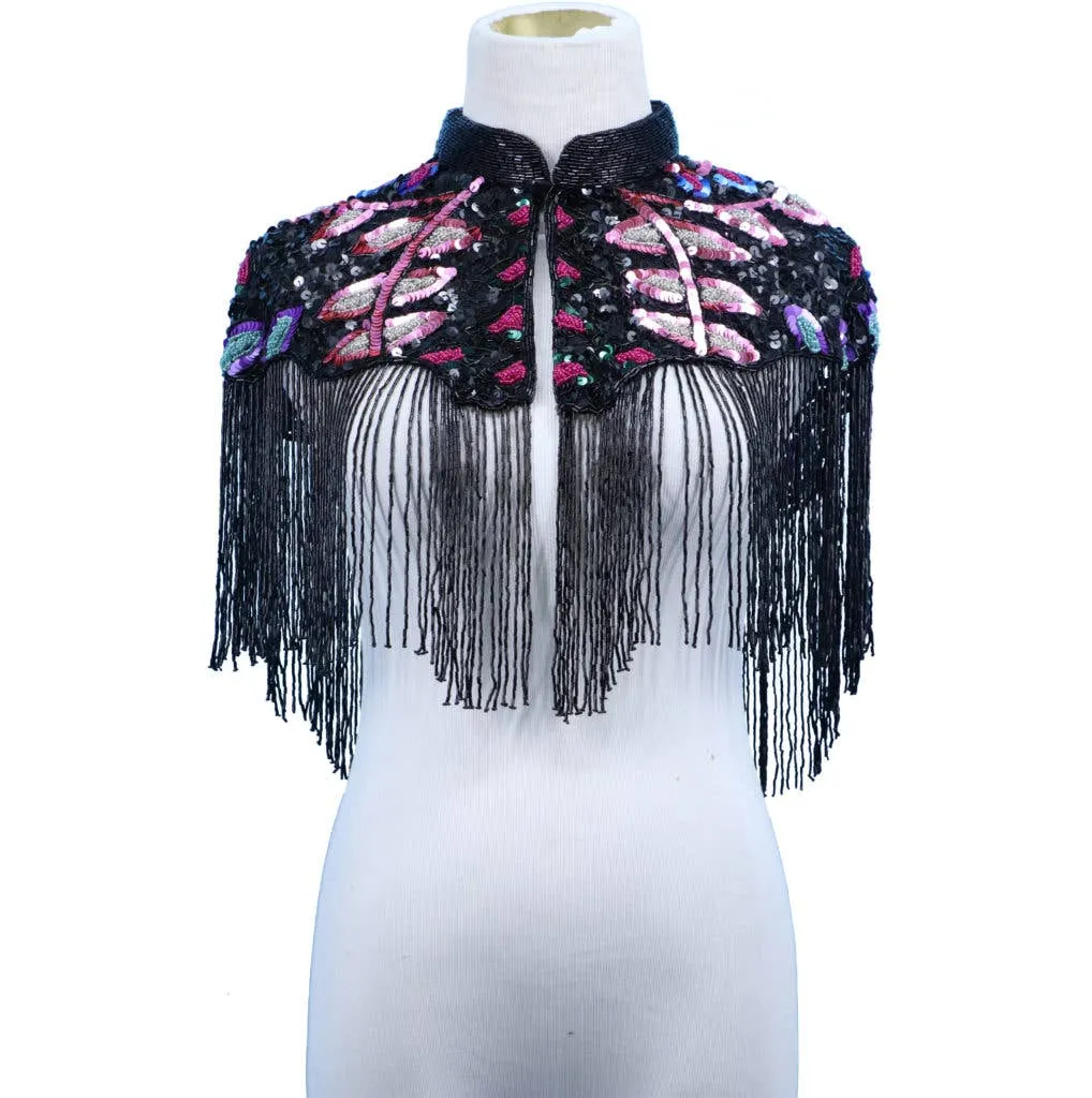 Beaded Cape - Multi purple