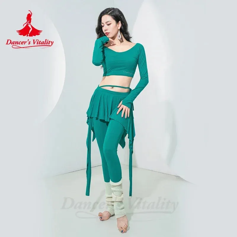 Belly Dance Costume Set for Women Autumn/Winter New Training Suit Long Sleeve Set Woodell Step Trouser Belly Dancing Outfit