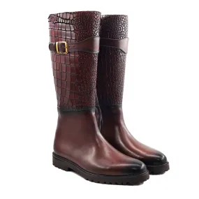 BENEDI - FUSION OF OXBLOOD CROCDILE AND CALF BOOT