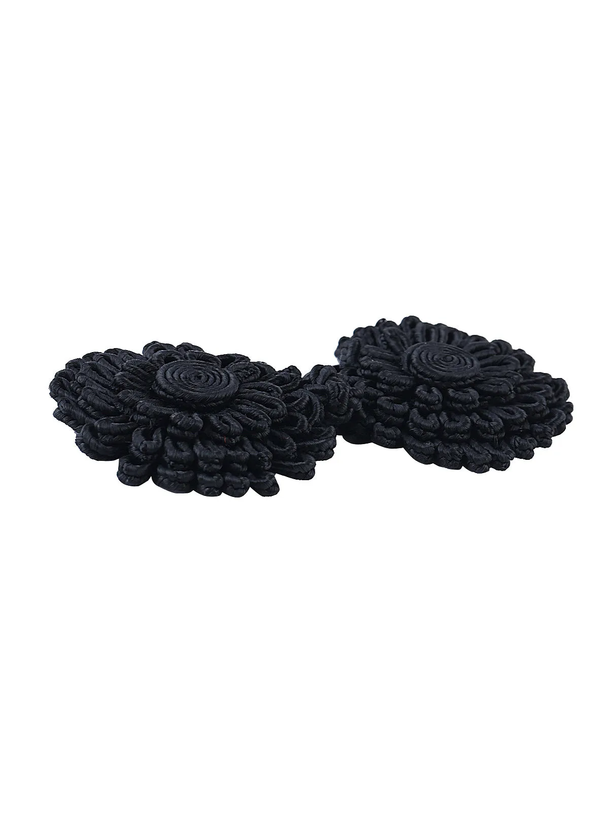 Black Cord Floral Design Frog Knot Closure