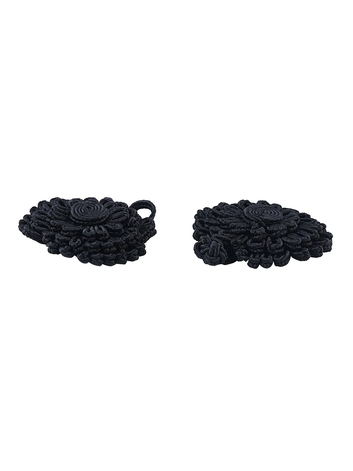 Black Cord Floral Design Frog Knot Closure