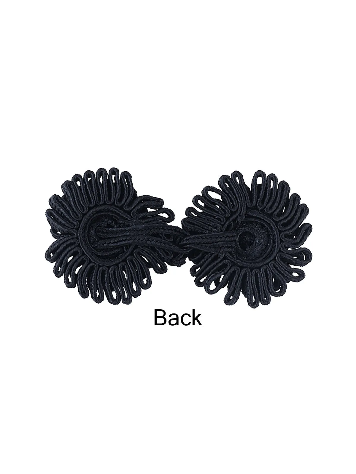 Black Cord Floral Design Frog Knot Closure