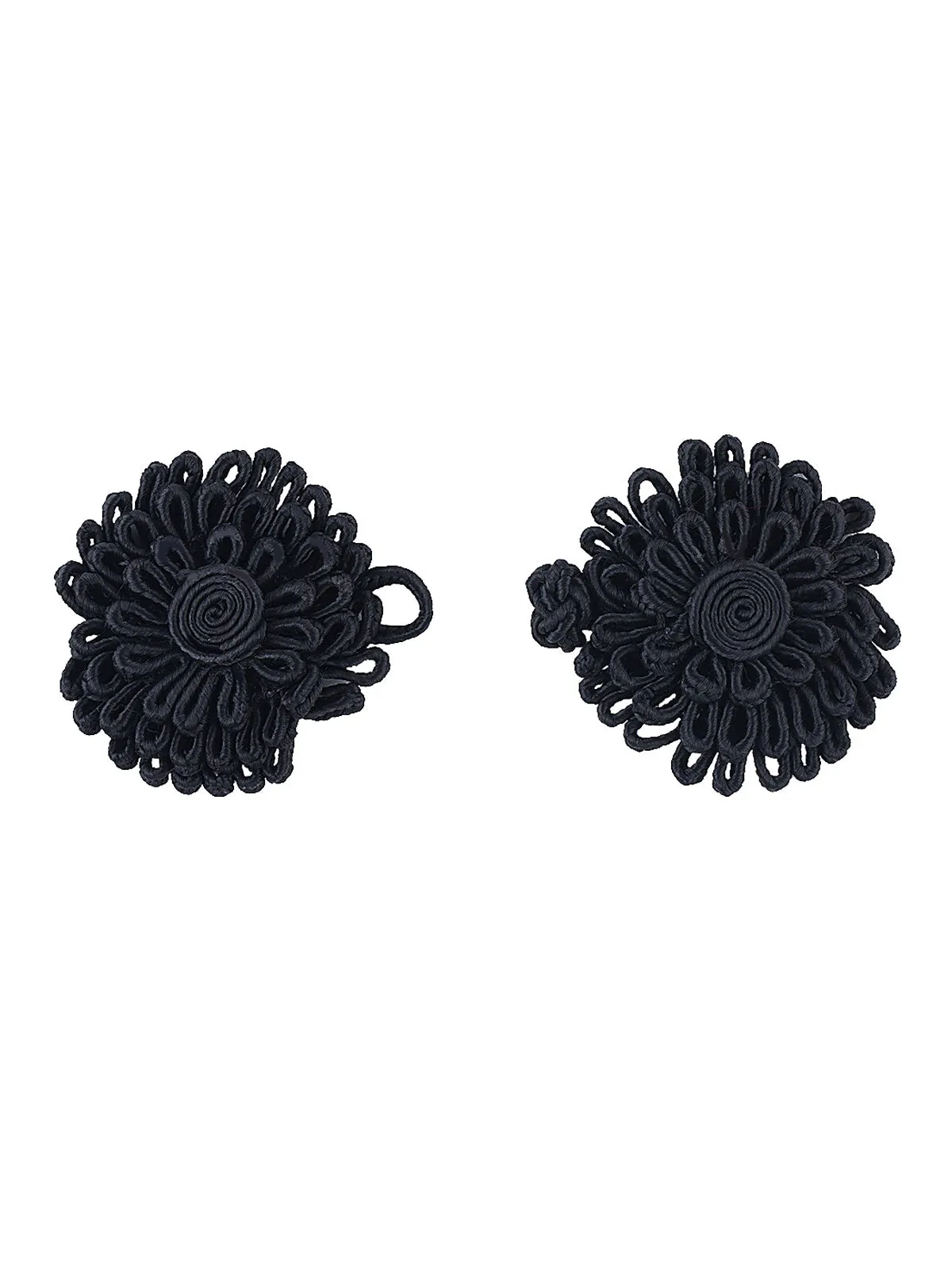 Black Cord Floral Design Frog Knot Closure