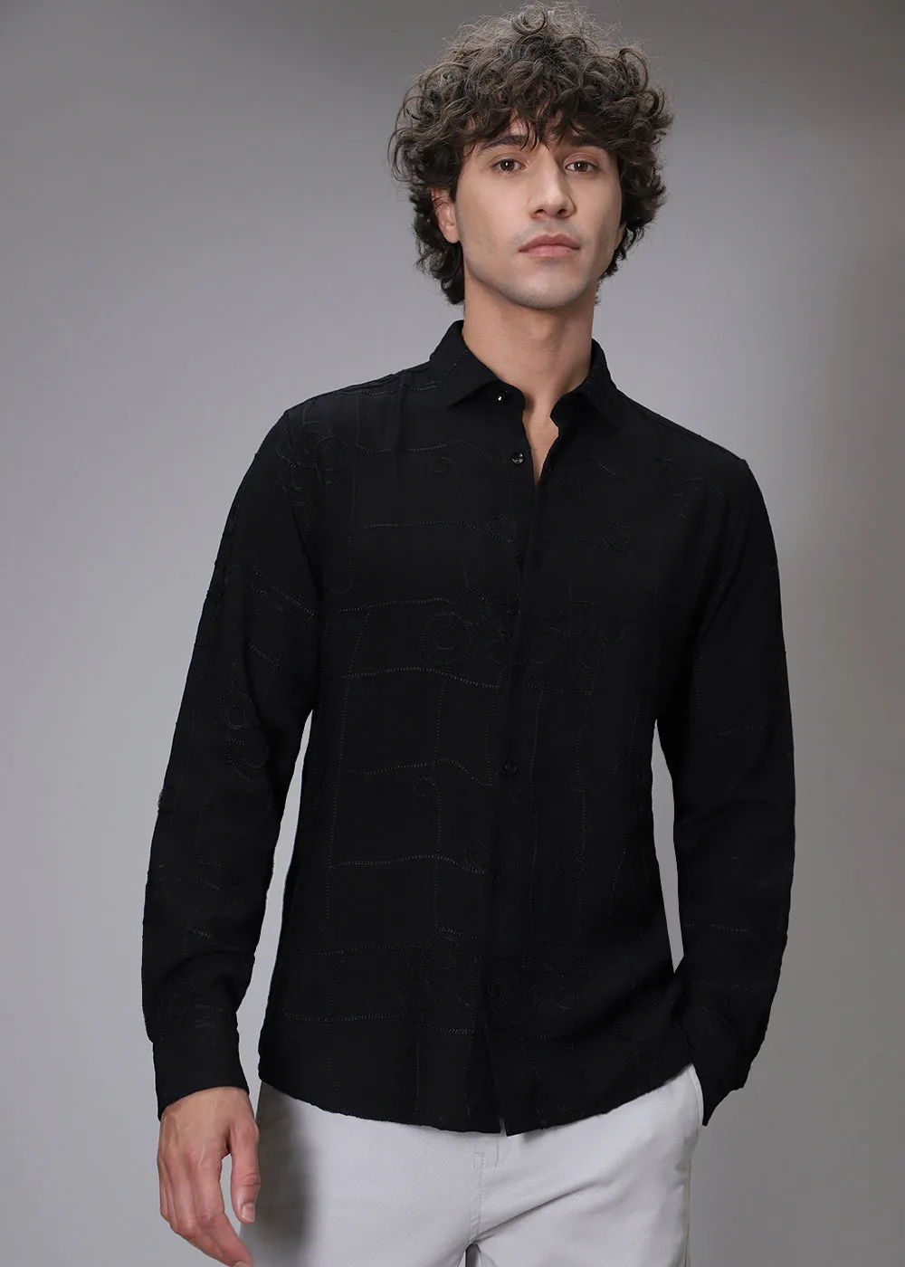 Black Embroidered Shirt