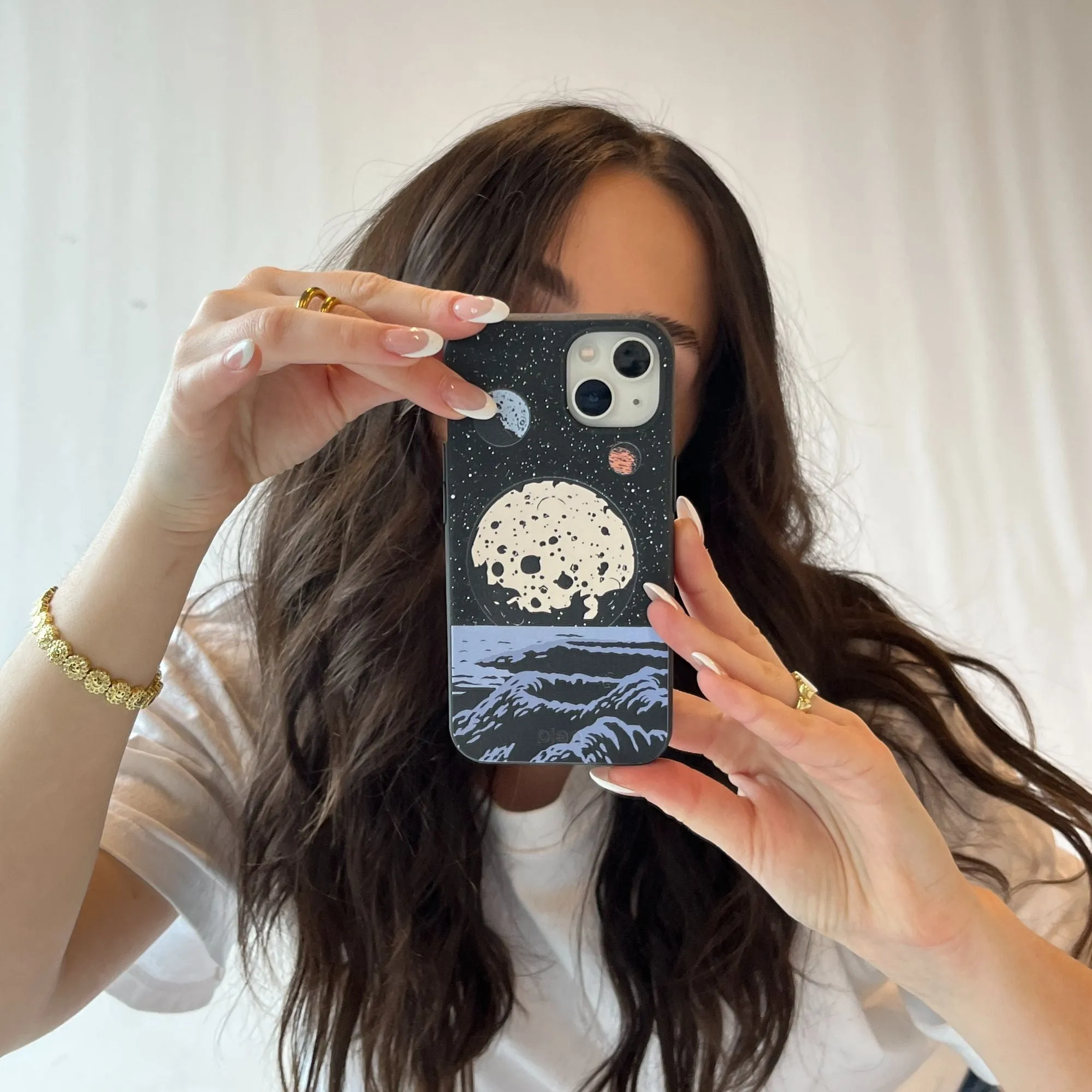 Black Retro Moon Samsung Galaxy S22 Ultra Case