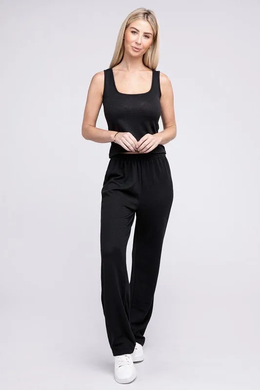 Black Tank Top & Pants & Cardigan Set