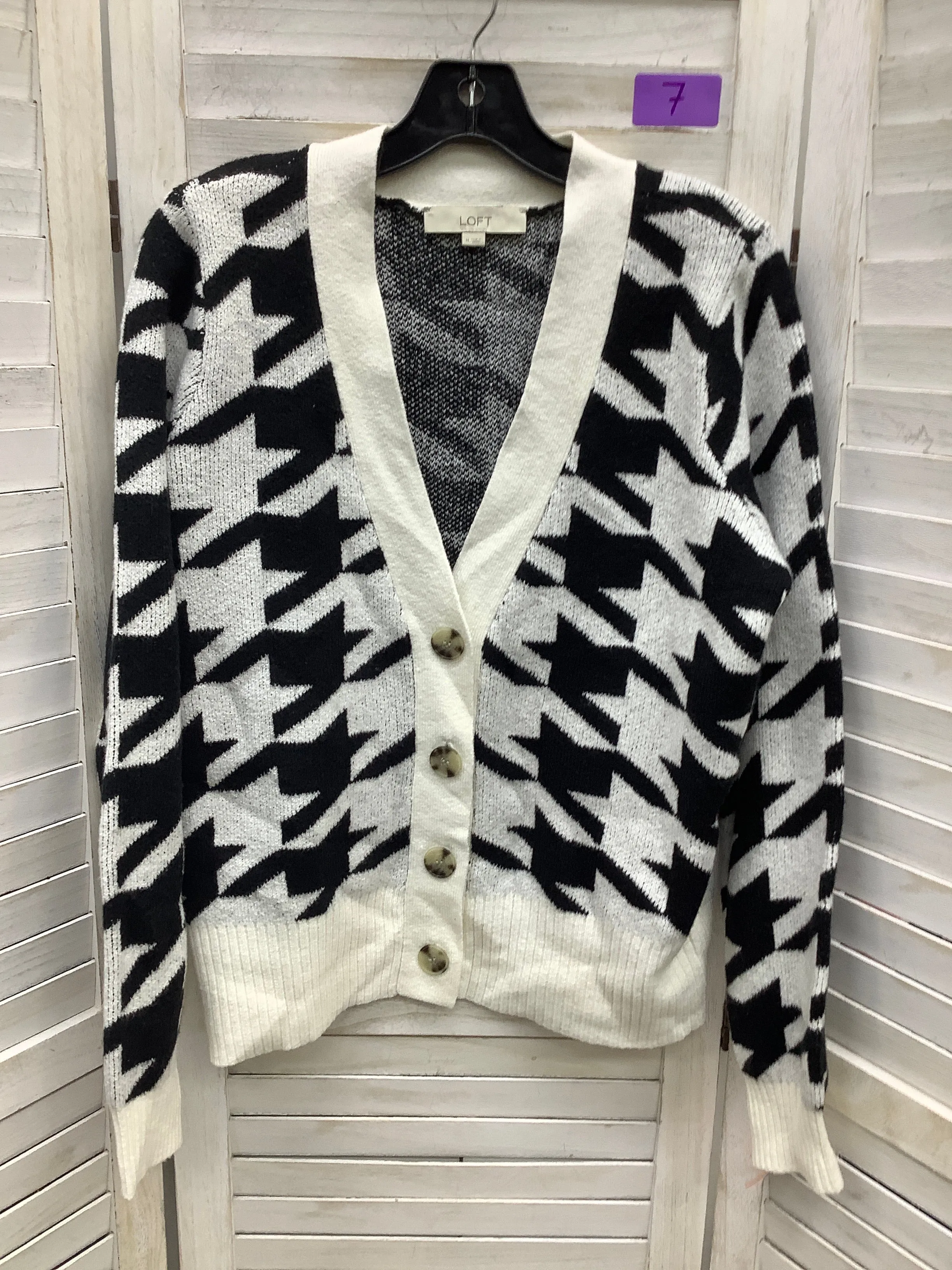 Black White Cardigan Loft, Size M