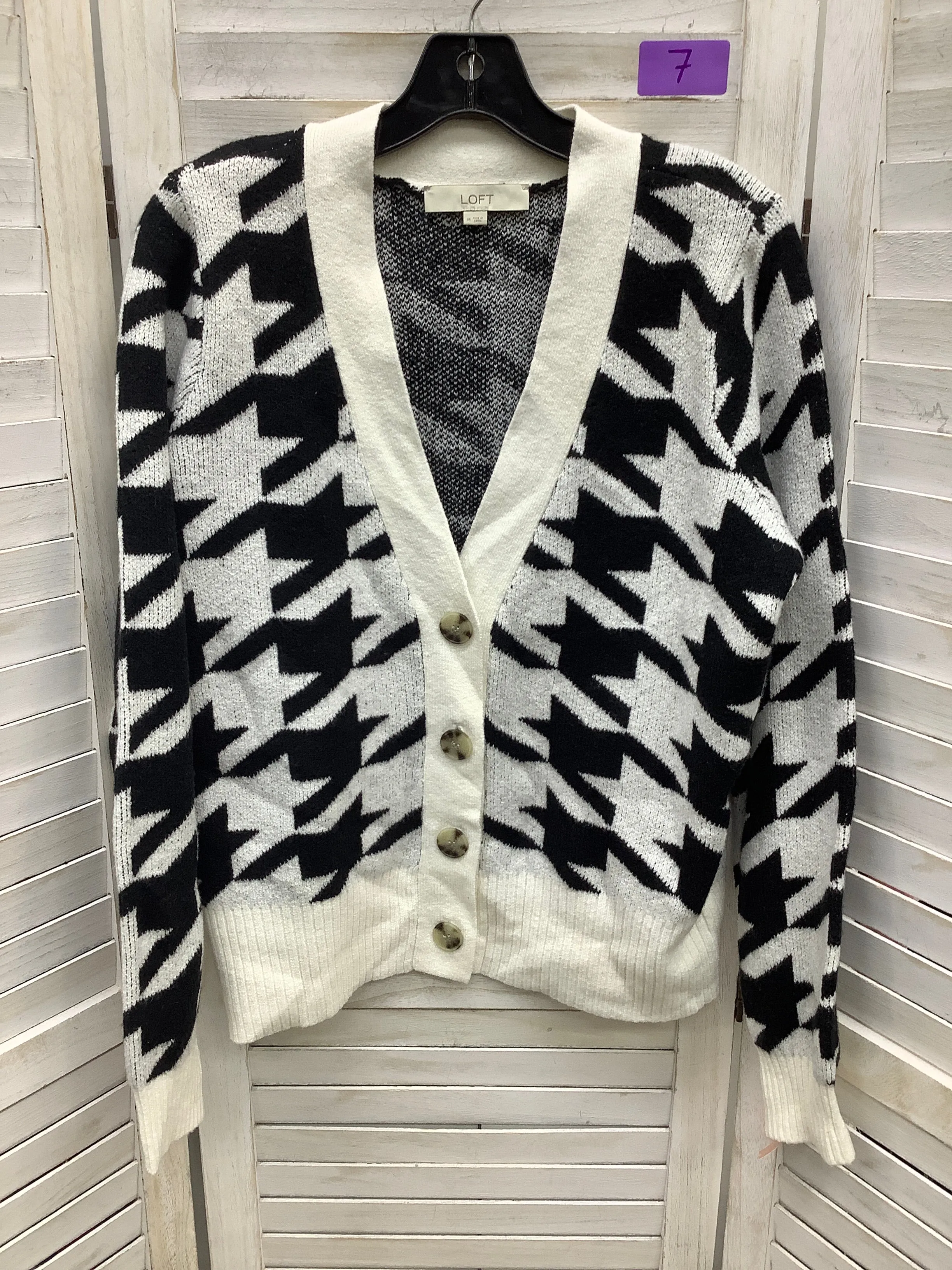 Black White Cardigan Loft, Size M