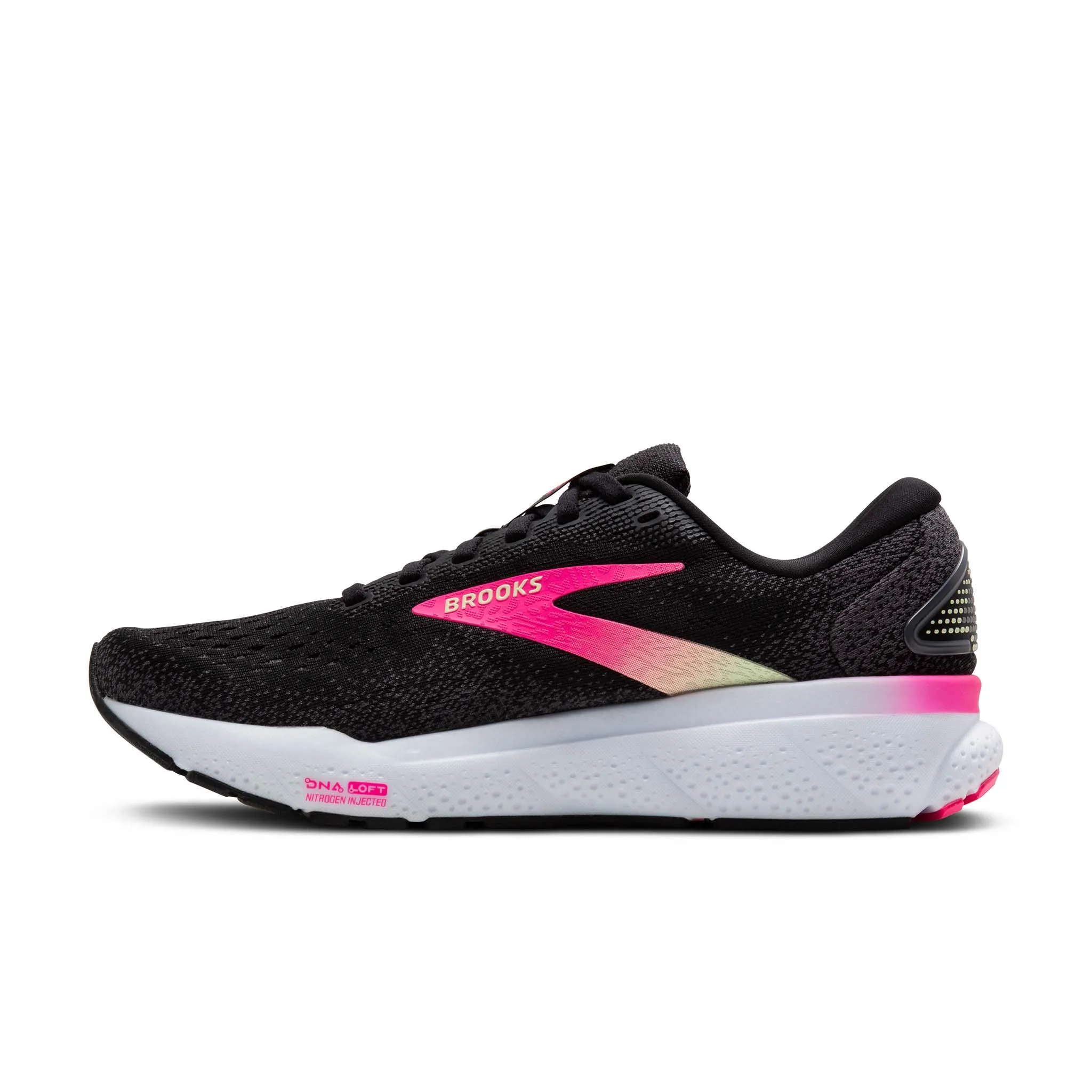 Brooks | Women's Ghost 16 1D Running Shoes - Black/Pink/Yellow