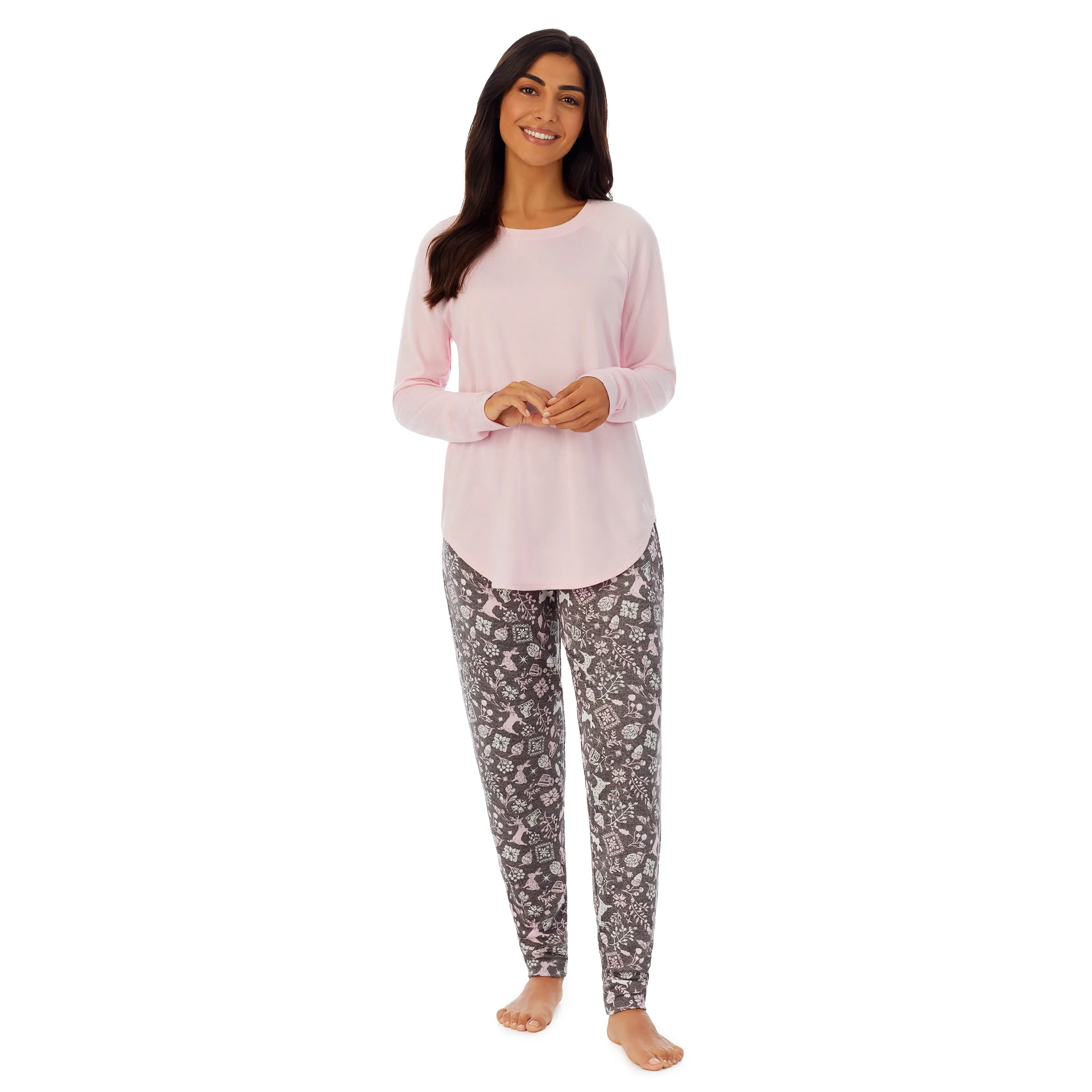 Brushed Sweater Knit Long Sleeve Pajama Set