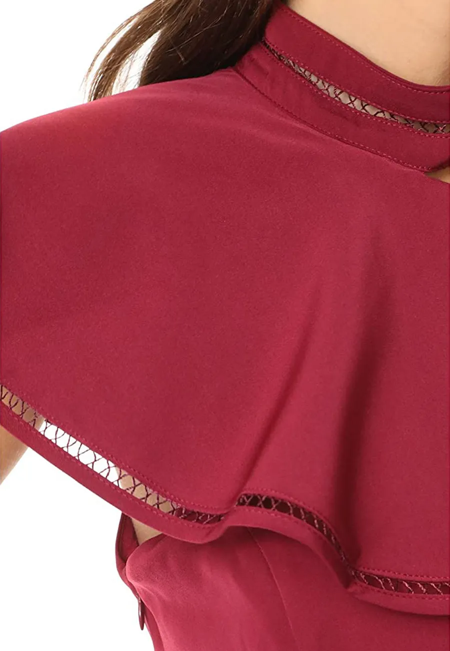 Burgundy Lover Holiday One Shoulder Ruffled Mini Dress