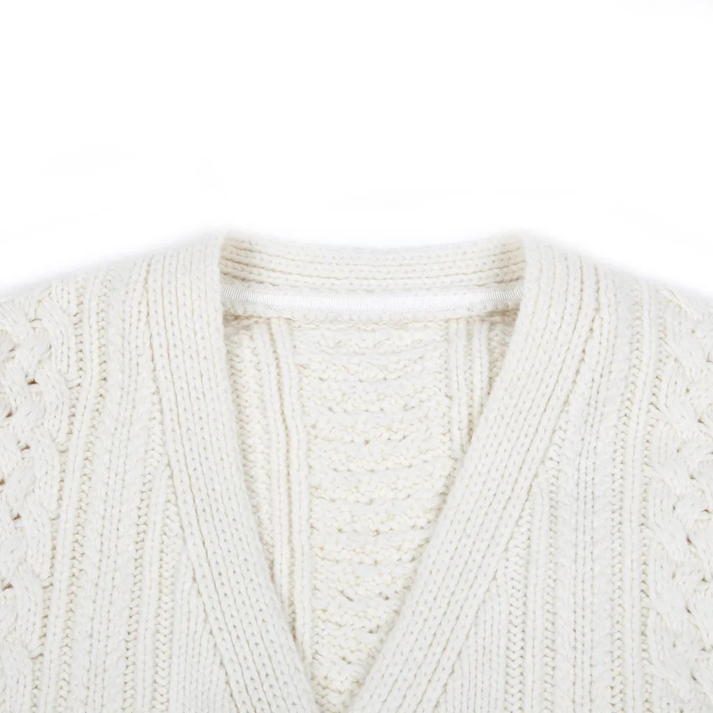 Cable Knit Split Cardigan