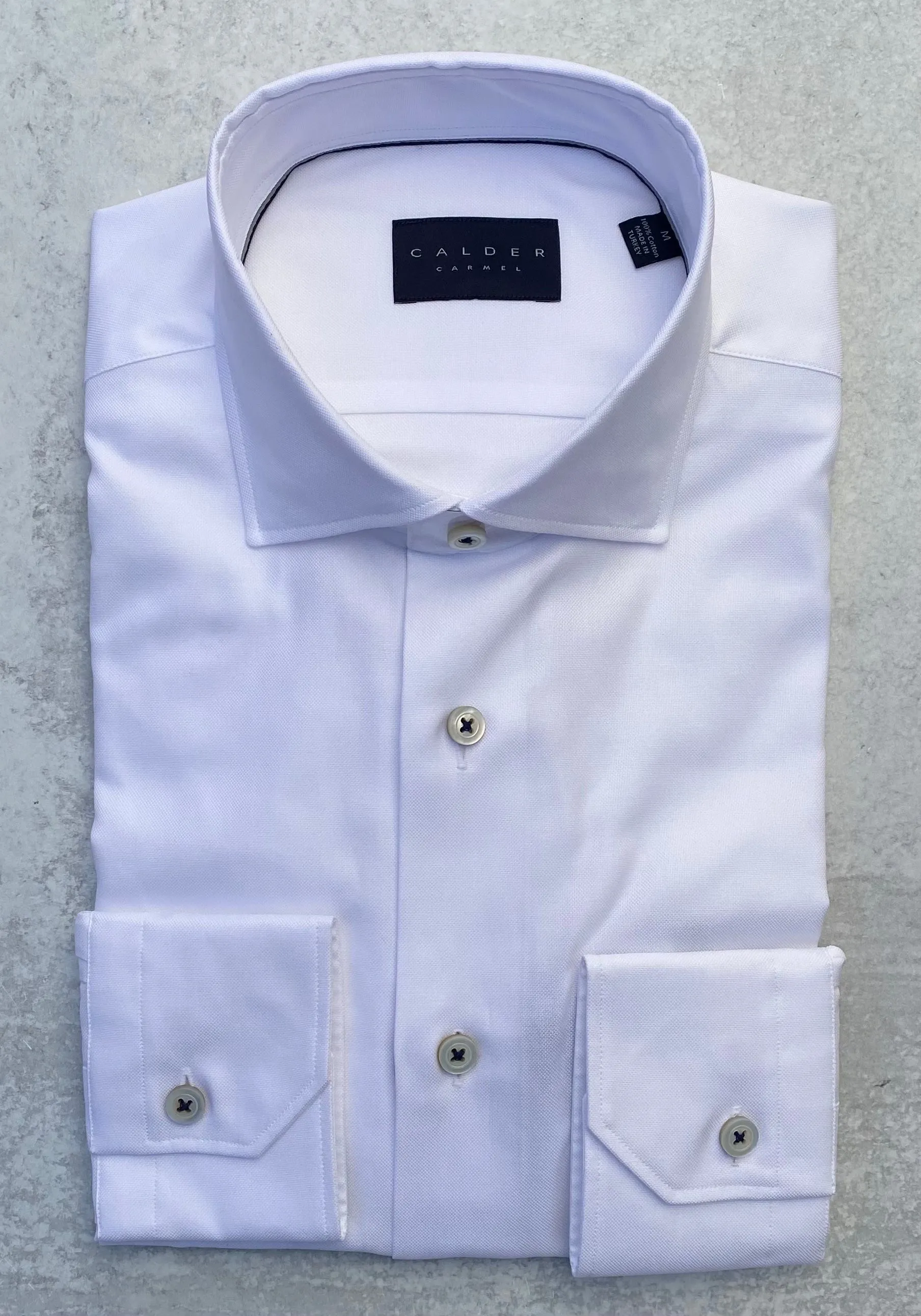 Calder Carmel Luxe Pinpoint Oxford Sport Shirt in White