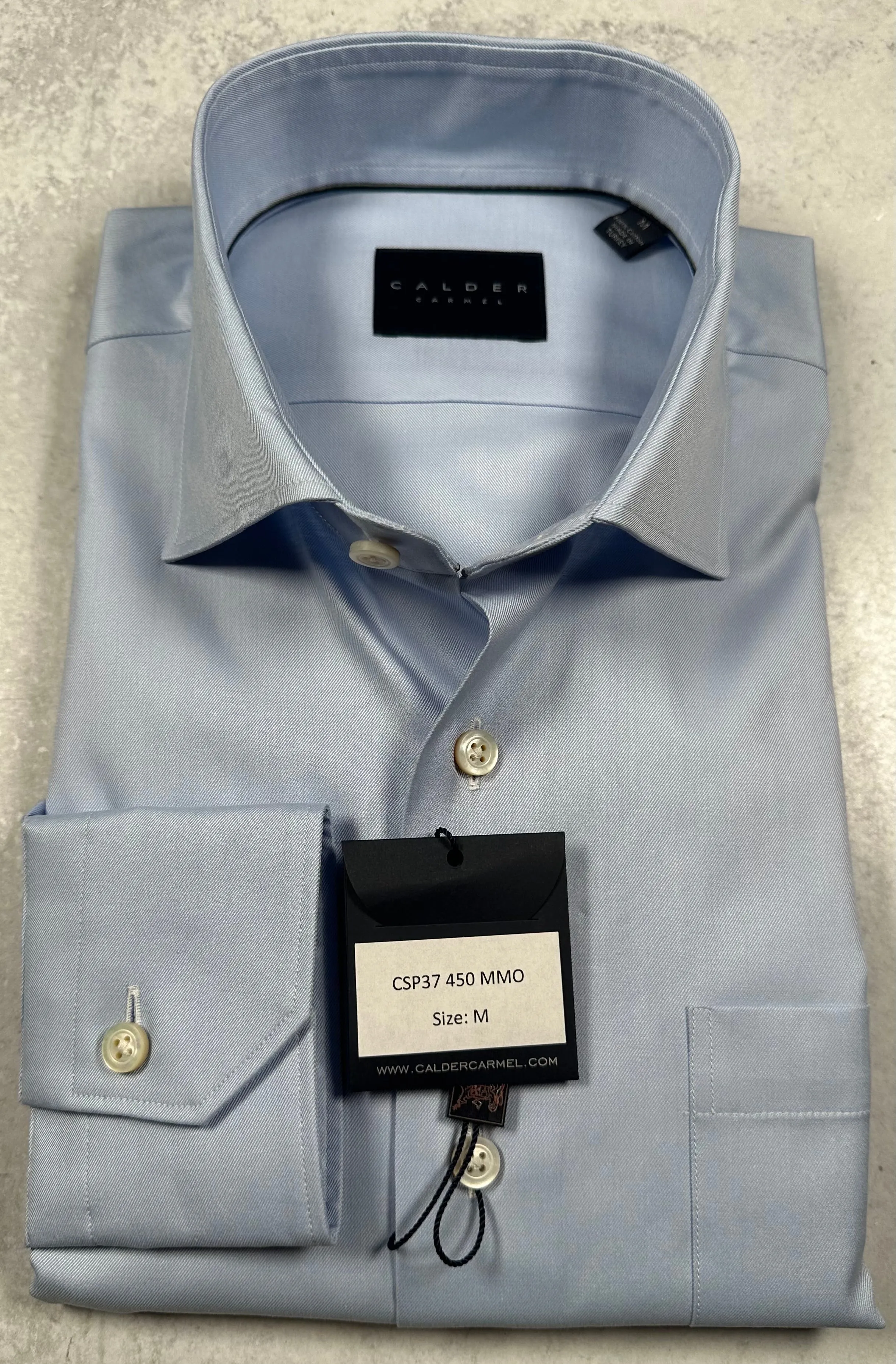 Calder Carmel Luxury 100'S 2Ply Twill Solid Sport Shirt in Sky Blue