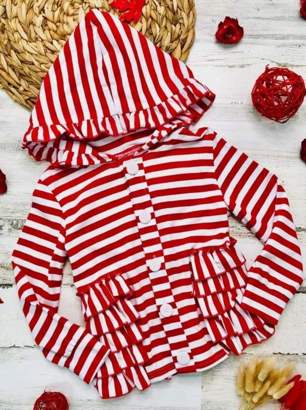 Candy Cane Kisses Hoodie Cardigan