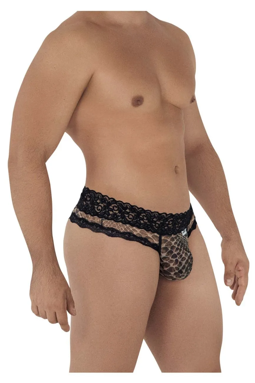 CandyMan 99596 Mesh-Lace Thongs Color Snake Print