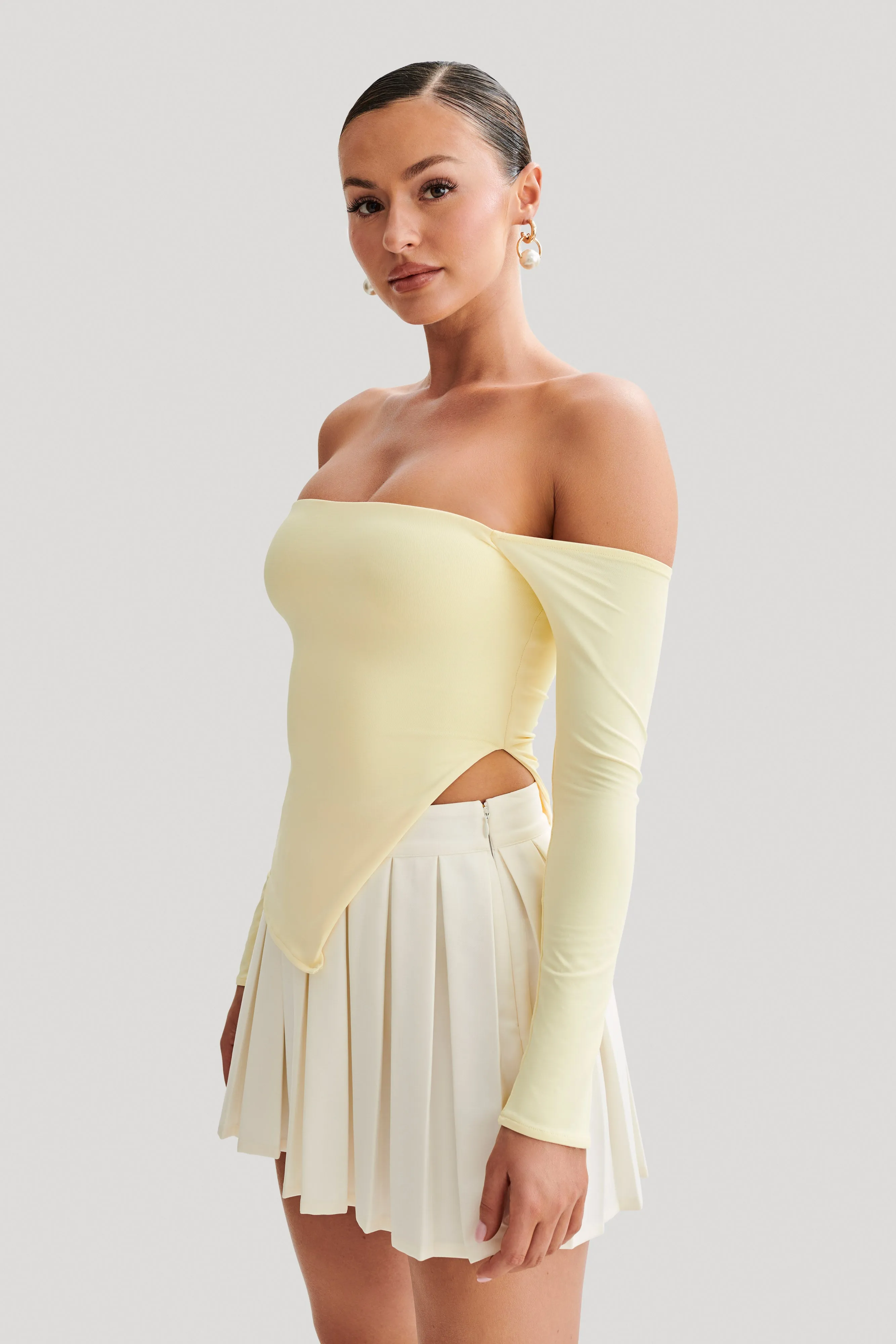 Carmen Recycled Nylon Off Shoulder Top - Lemon